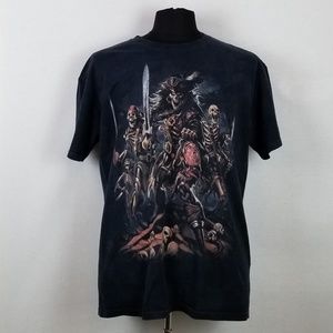 SKULBONE t-Shirt Black Mens Sz L